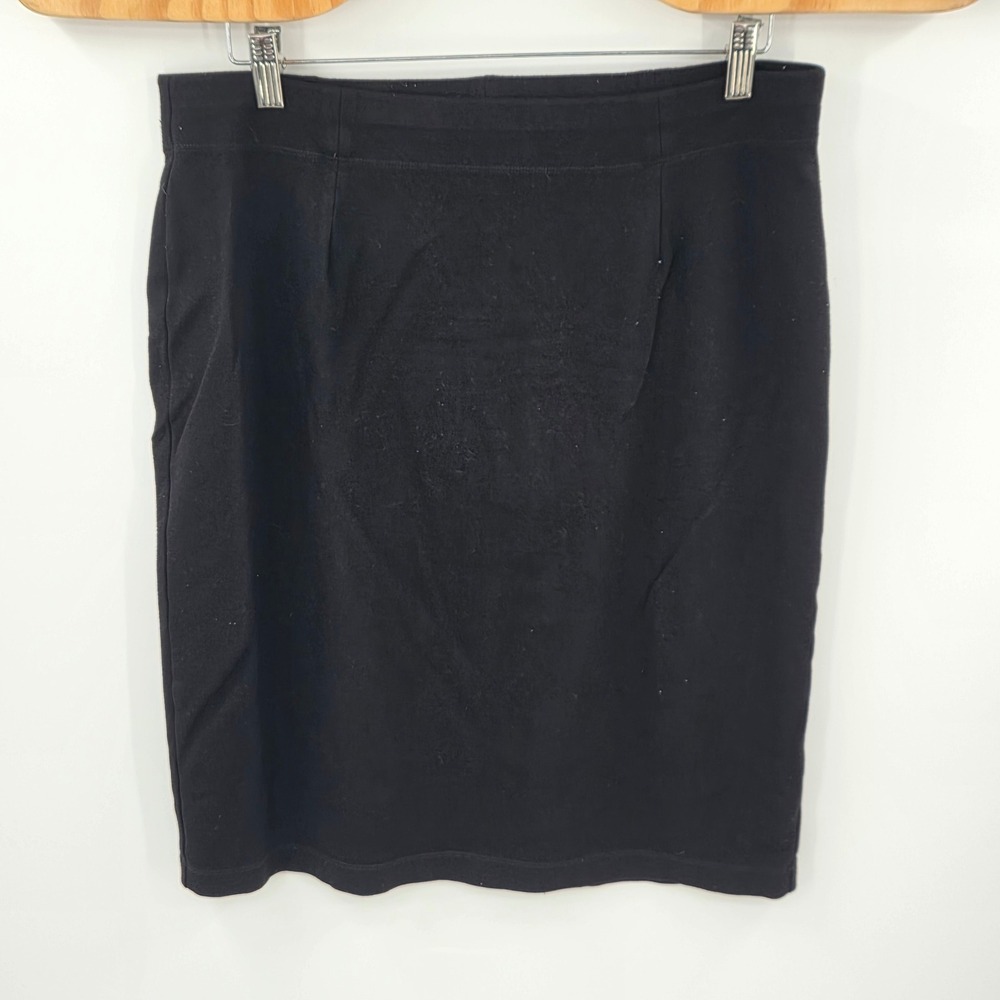 Eileen Fisher Womens Black Viscose Nylon Spandex Pencil Skirt Large
